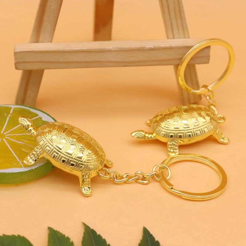 Mặt móc khóa hình chú rùa vàng bằng hợp kim lớn 5cm