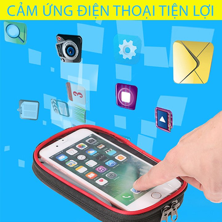 Túi xe đap, túi treo sườn xe đạp Bikeboy cảm ứng chống nước tặng kèm trùm túi đi mưa