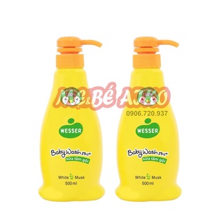 Bộ 2 chai sữa tắm gội Wesser 2in1 hương cỏ xạ hương 500ml ( màu xanh lá)