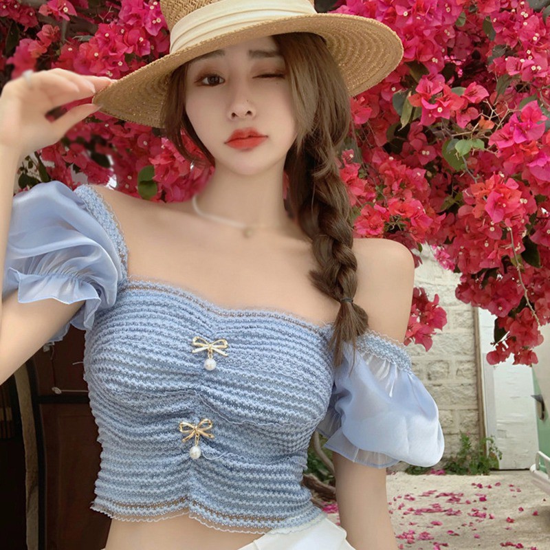 Áo Lửng Ngắn Tay Phong Cách Hàn Quốc Quyến Rũ Dành Cho Nữ