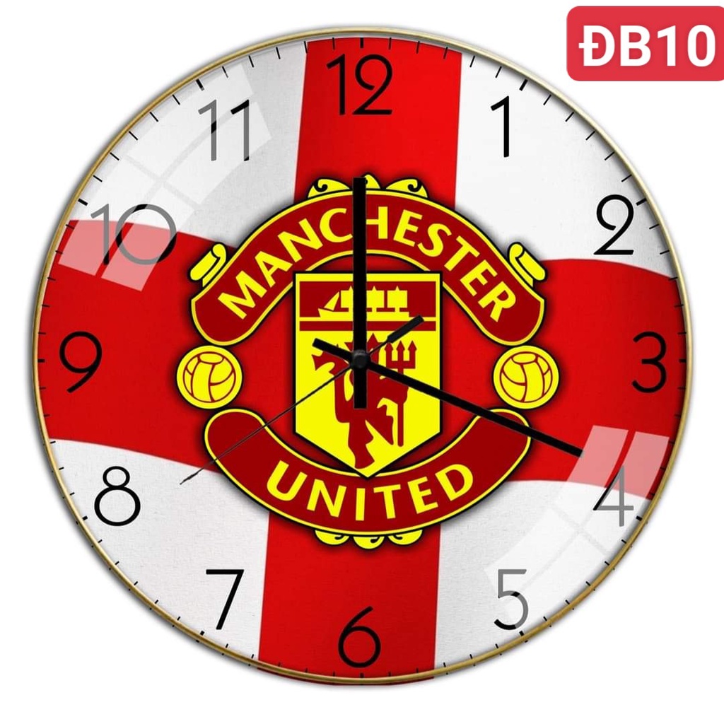 Đồng hồ treo tường VUADECOR chủ đề bóng đá tráng gương kim trôi cao cấp (Tặng pin và đinh treo)