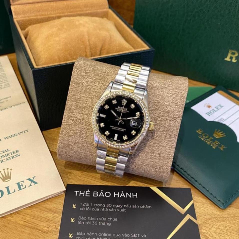 Đồng hồ nam Rolex - viền đá dây kim loại - bảo hành 24 tháng