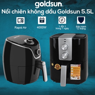 Nồi chiên không dầu điện tử 5.5L và Nồi chiên không dầu cơ - Nồi chiên không dầu Goldsun CQ2602 và GAF584-M