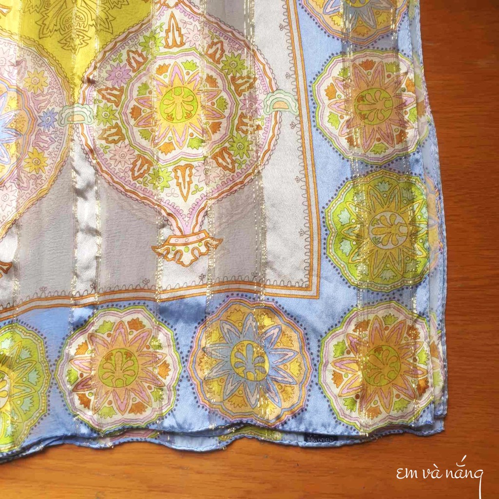 Khăn lụa 100% vintage hoạ tiết paisley Nhật - Em và nắng