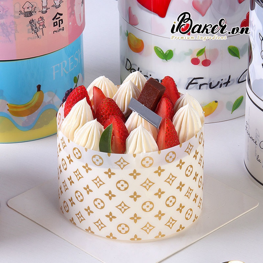 [1kg] Cuộn mica họa tiết/ in hình bọc thành bánh Mousse, trang trí bánh kem