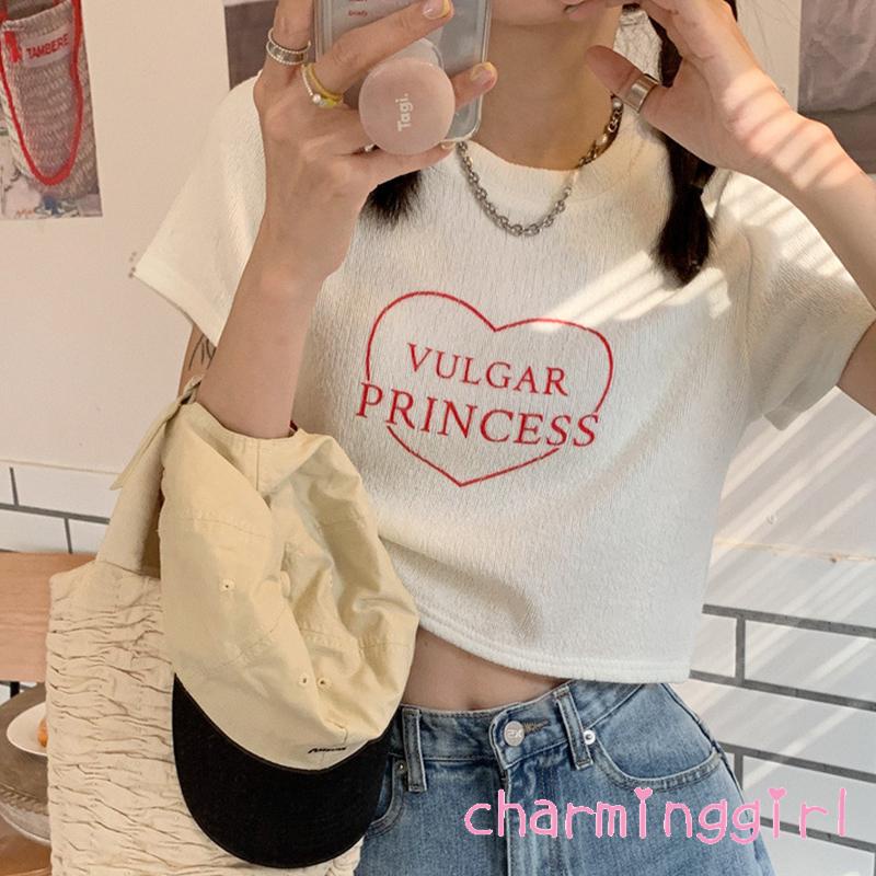 Áo Crop Top Tay Ngắn In Chữ Thời Trang Dành Cho Nữ