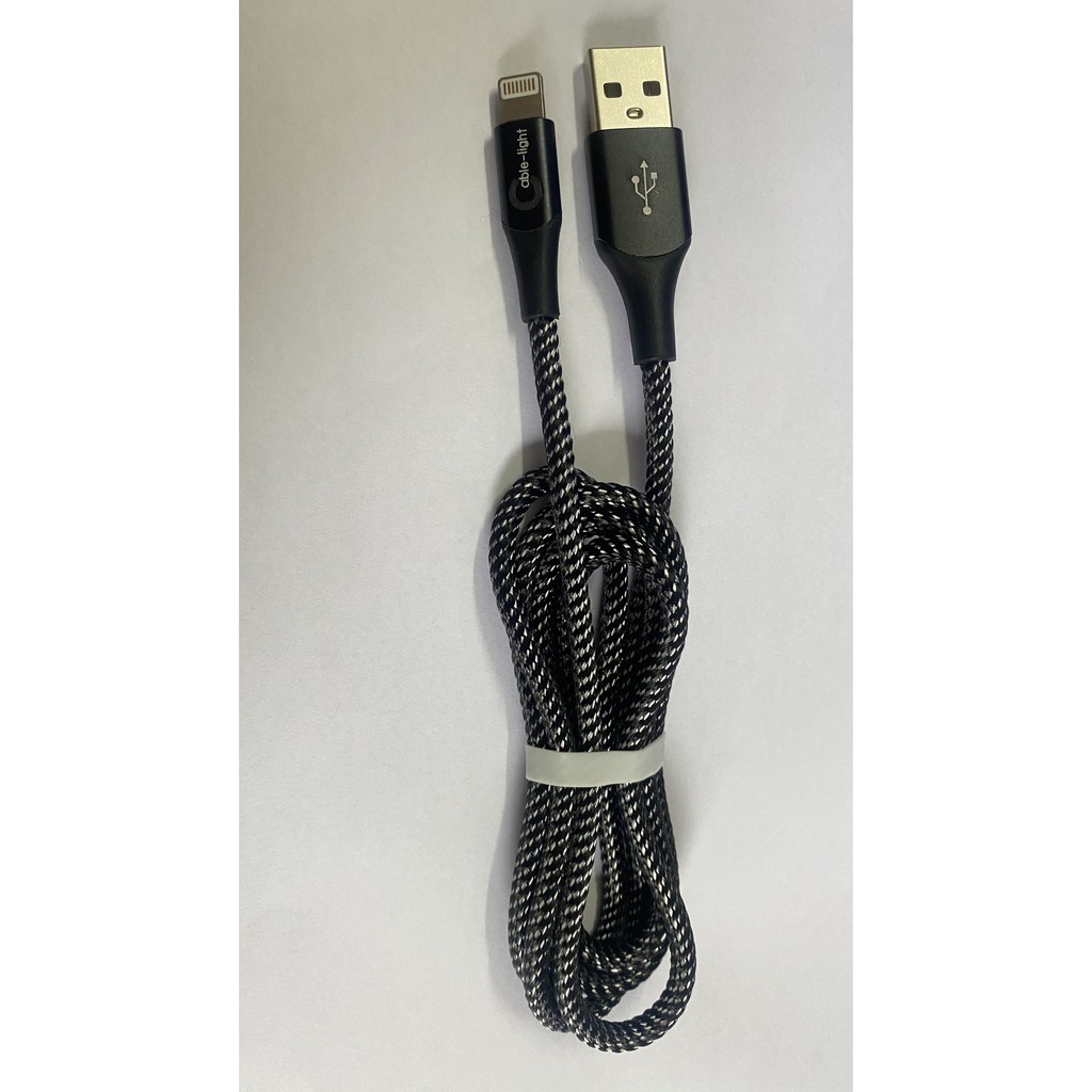Dây cáp sạc tự ngắt Iphone, dây sạc bọc dù có đèn led báo, tương thích củ cóc sạt nhanh cho Ip 5/6/7/8/x/11/12 dài 1m