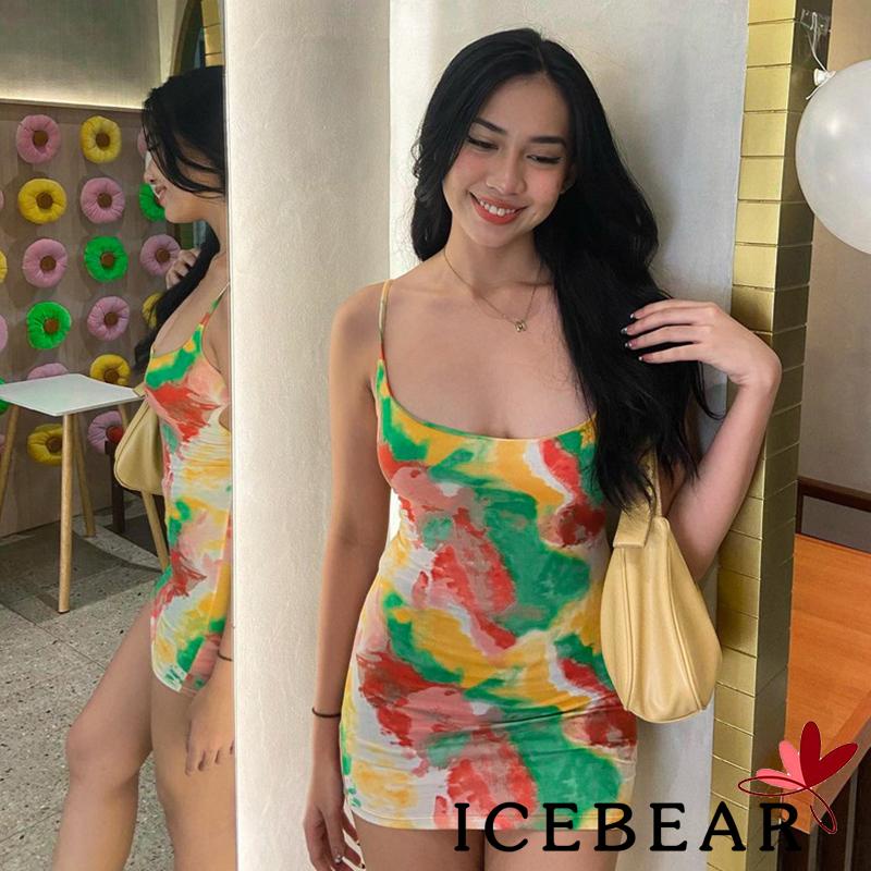 Đầm Body Nữ Không Tay Họa Tiết Màu Loang Quyến Rũ