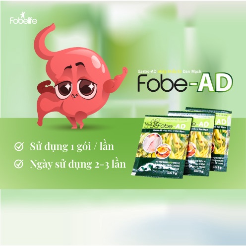 Gói Uống Pha Nước Giảm Nhanh Triệu Chứng Đầy Hơi, Ợ Nóng Ợ Chua Trào Ngược Dạ Dày Fobe-AD - Hộp 20 gói