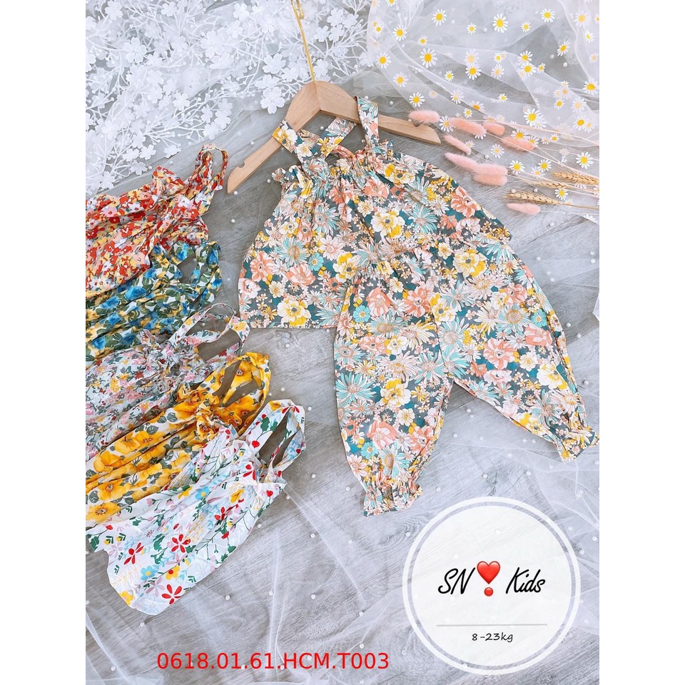 Bộ alibaba 2 dây chéo lưng cho bé gái từ 5-15kg - Đồ bộ bé gái cưng xỉu