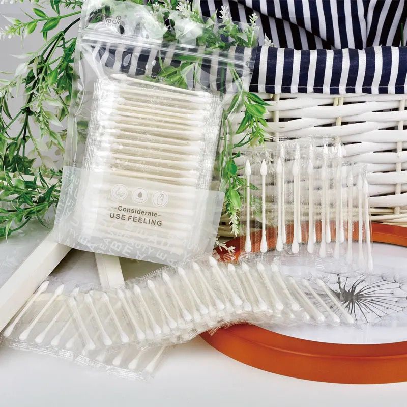 Set 60 tăm bông cotton màu đen 3 trong 1 dùng một lần