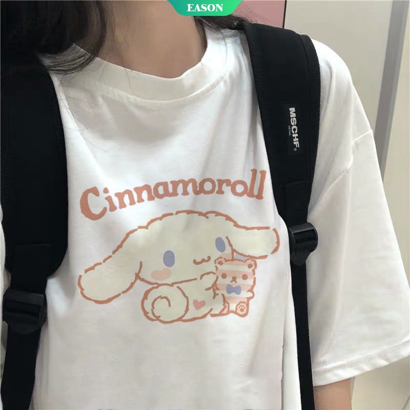 Dễ Thương Áo Thun Tay Ngắn Dáng Rộng In Hình Chú Chó Cinnamoroll Đáng Yêu Thời Trang Mùa Hè Cho Nữ