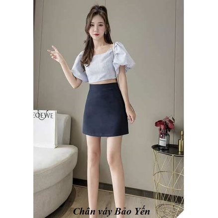 Chân váy chữ A ngắn màu xanh than có quần chống lộ cạp 3.5( sẵn size) -M30B