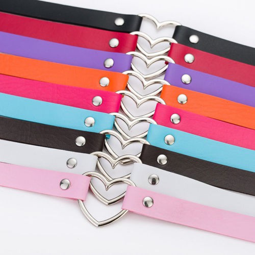 Vòng cổ choker da PU mặt trái tim phong cách gothic cho nữ