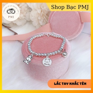Lắc Tay ,Chân Bi khắc tên kèm hoạ tiết con giáp, miễn phí khắc theo yêu cầu, Bạc Ta 100%- Bạc Pmj