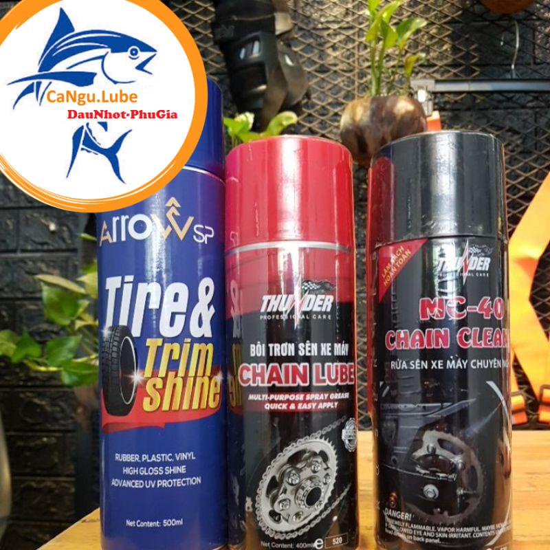 [TAM TẤU GIÁ TỐT]Bộ 3 bóng lôp-phục hồi nhự đen Arrow, bôi trơn sên (xích) thunder và vệ sinh sên thunder giá rẻ.