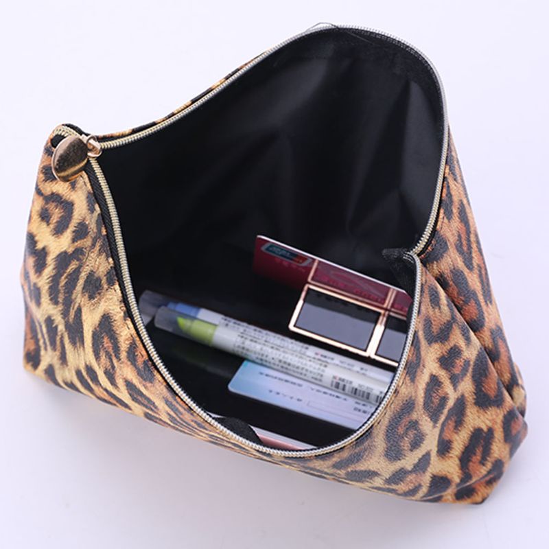 Túi Đựng Mỹ Phẩm Đa Năng Họa Tiết Da Báo Dành Cho Nữ