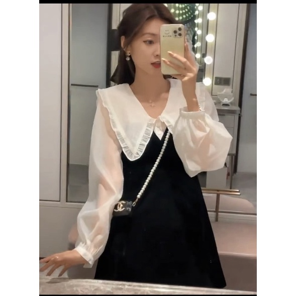 Váy phối tay voan