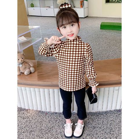 Áo Thun Mỏng Tay Dài Cổ Lọ Ôm Dáng Phong Cách Mới Cho Bé Gái