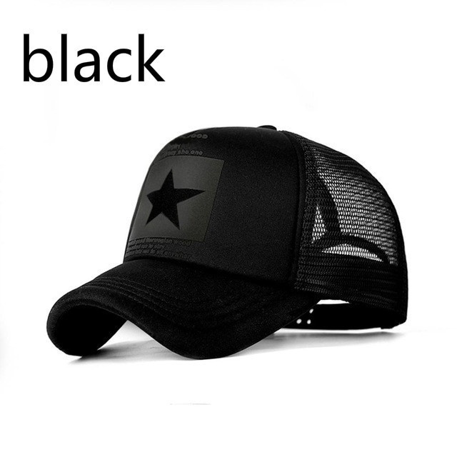 Mũ lưỡi trai cotton phối lưới thoáng khí chống tia UV hình ngôi sao năm cánh phong cách hip hop