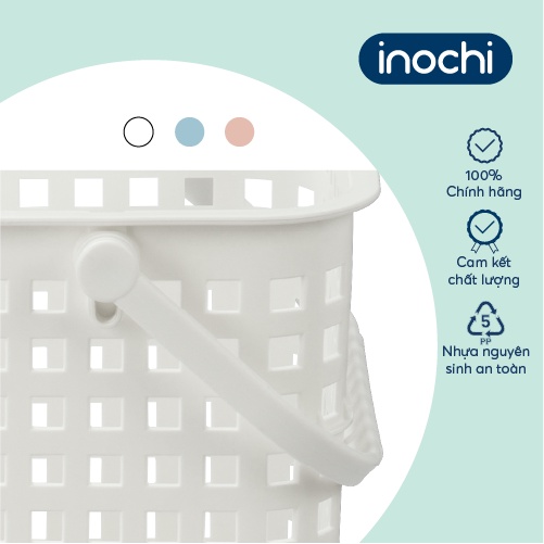 Giỏ xách quai giữa Inochi - Nachi màu Trắng/Hồng/Xanh