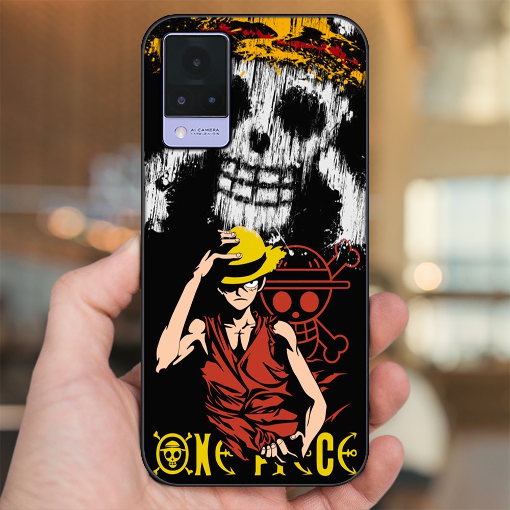 Ốp lưng Vivo V21 viền đen in hình Luffy One Piece