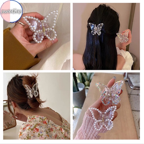 Kẹp tóc hình bướm kiểu cá mập đính đá thời trang cho nữ