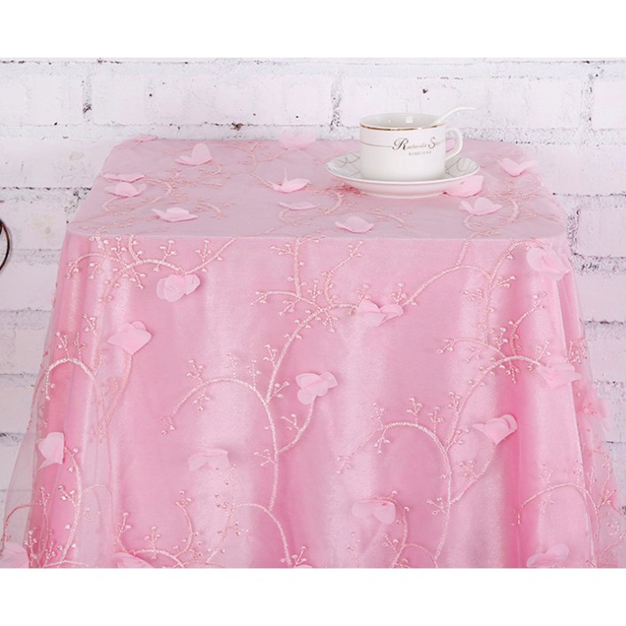 Vải Voan Ren Đính Hoa 3D Miếng nhỏ 50cmx70cm may đồ búp bê