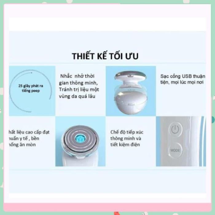 Máy đẩy tinh chất trẻ hóa da Nanotime F65I nhà HTBeauty, công nghệ siêu âm ION, nâng cơ EMS, trẻ hóa da Photon xanh đỏ