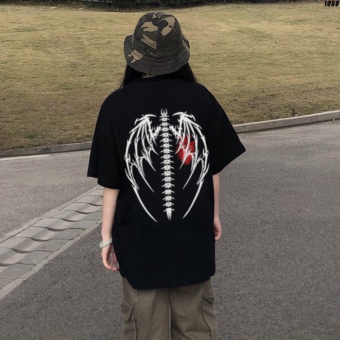 Áo thun form rộng unisex tay lỡ Xương trái tim 1068 HY KOREA