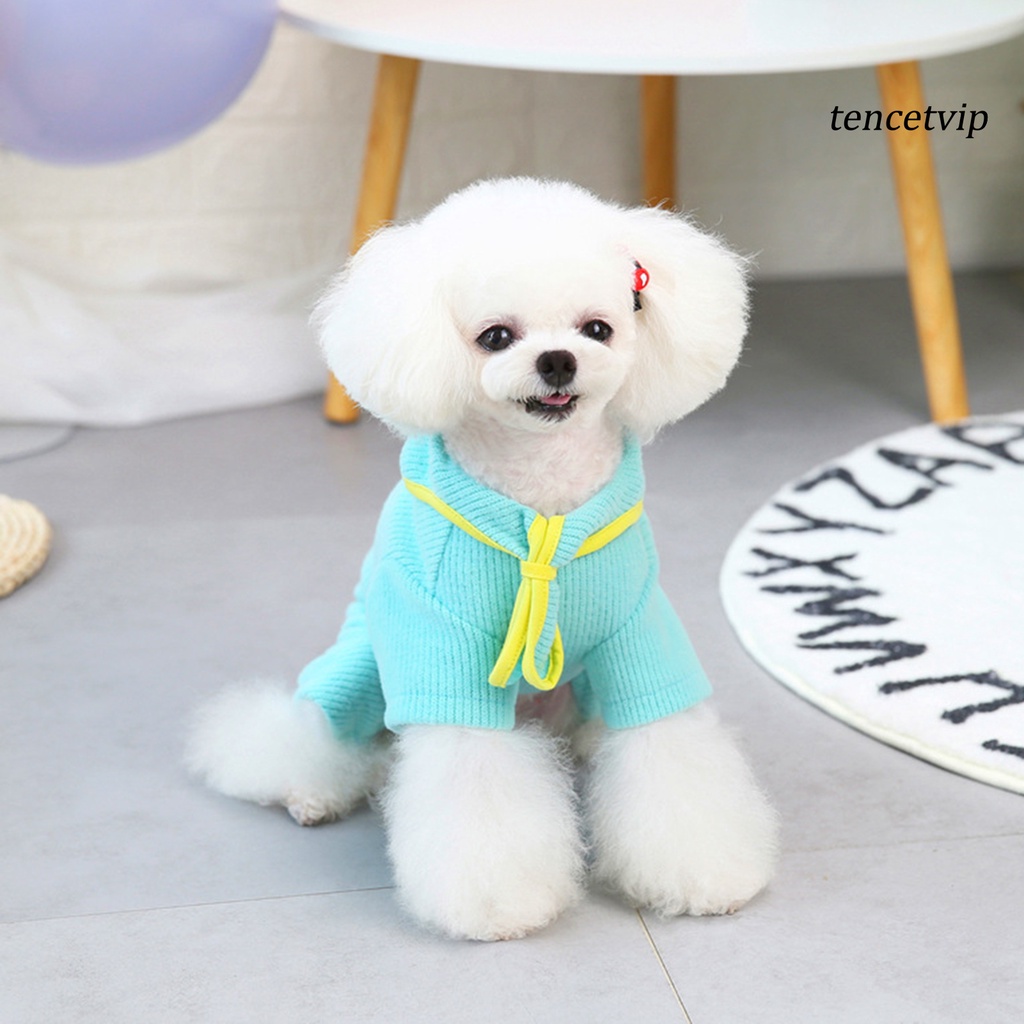 Bộ đồ ngủ áo liền quần màu trơn ấm áp thời trang cho cún cưng cỡ nhỏ