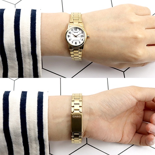 Đồng Hồ Casio | Nữ LTP-V002G-7BUDF | Dây Kim Loại Mạ Vàng | 3 Kim | Chống Nước