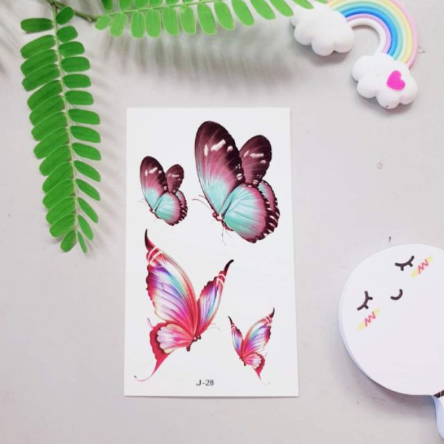 Hình xăm bướm j28. Xăm dán tatoo mini tạm thời, size &lt;10x6cm