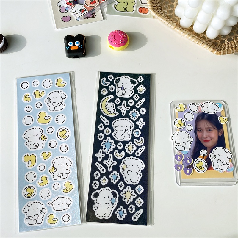 Nhiều Mẫu hình dán sticker cún kim tuyến - hình dán chó con dễ thương phong cách hàn quốc