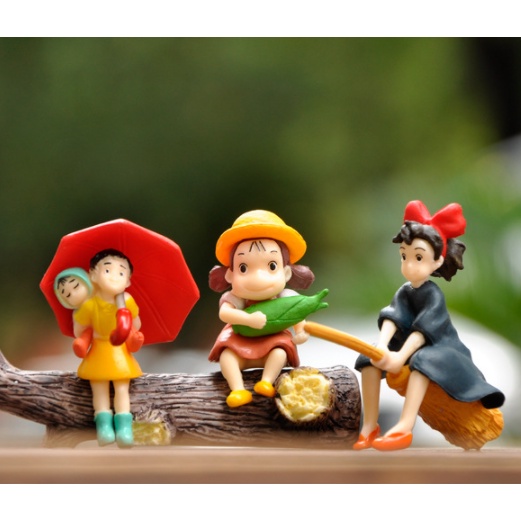 Mô hình phim hoạt hình Nhật, bé Mei và Kiki trang trí cây sen đá, xương rồng, cây cảnh (1 bé)