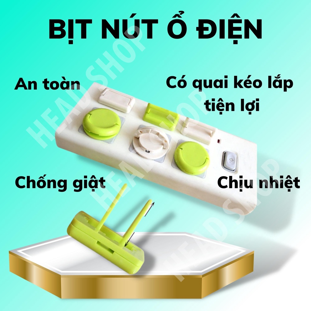 Bịt ổ điện 2 chân cao cấp chống giật nhỏ gọn chắc chắn bảo vệ an toàn cho bé A23 HEAD SHOP