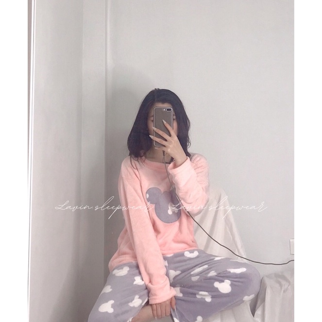 Bộ ngủ bông mịn LAVIN hình mặt gấu dễ thương | BigBuy360 - bigbuy360.vn