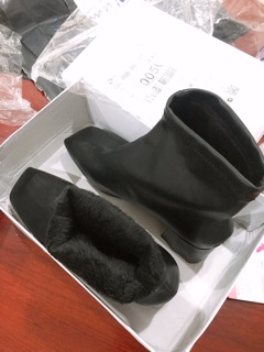 Bốt da đế 5cm (ảnh thật)