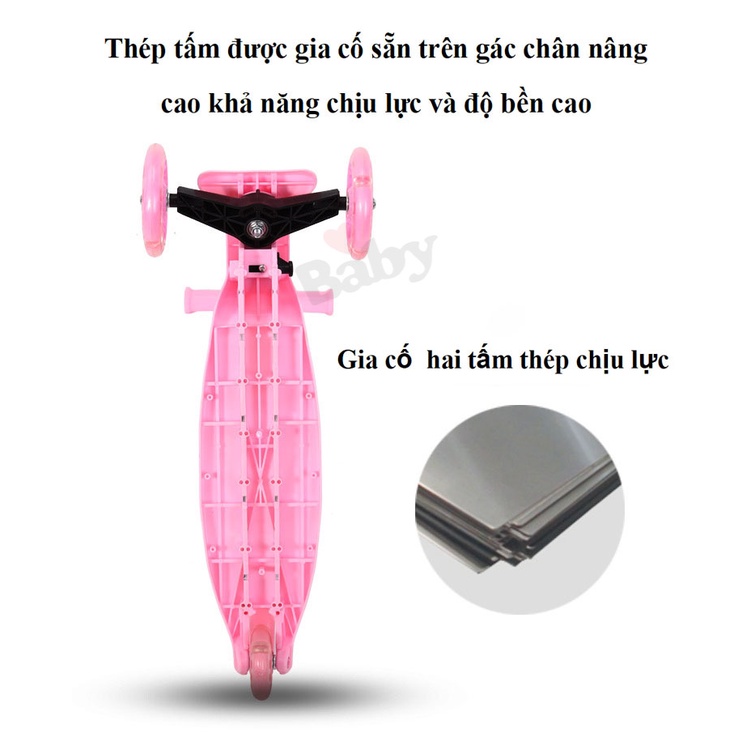 Đồ chơi thể thao Xe gấp trẻ em 2-8 tuổi xe ba bánh nhấp nháy Đồ chơi xe tay ga