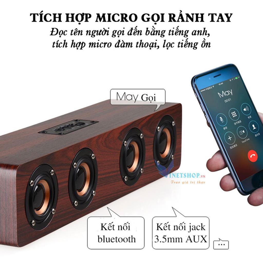 Loa bluetooth gỗ thiên nhiên 4 loa mang lại trải nghiệm âm thanh sống động bảo hành 12 tháng ILEPO W8 -dc3717