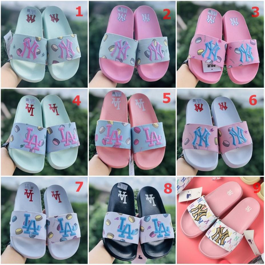 Dép 𝐌𝐋𝐁 ❤️FREESHIP + Hộp❤️ Dép mlb quai ngang bóng chày nam nữ chữ thêu nổi