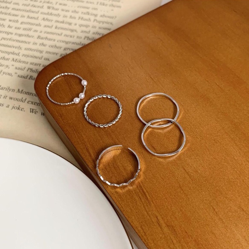 Set 5 Nhẫn Nữ 💥 FREESHIP 💥 Đeo Khớp Ngón Tay Họa Tiết Gợn Sóng Thời Trang Nữ Phong Cách Hàn Quốc
