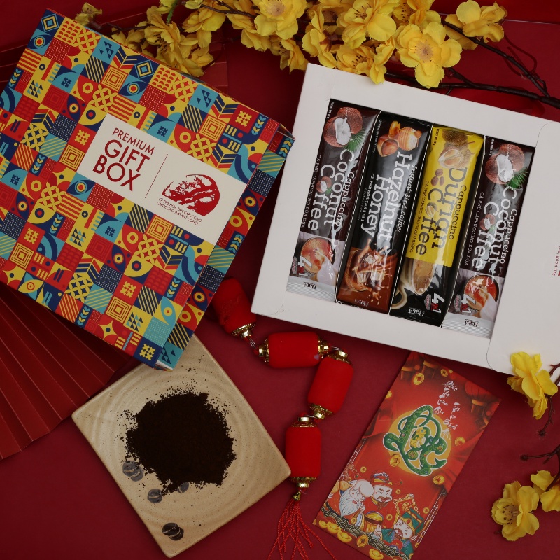 Hộp quà tặng cao cấp Hạt A Cafe Premium Gift Box Coffee 3 loại cà phê hòa tan 288g - 16 stick | BigBuy360 - bigbuy360.vn