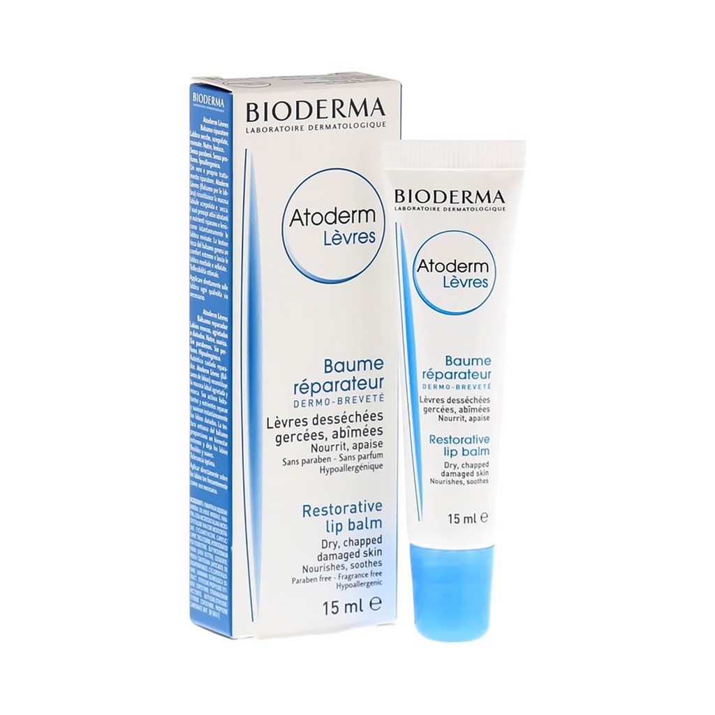 Dưỡng môi khô nứt nẻ, tổn thương Bioderma Atoderm Levres Baume - 15ml