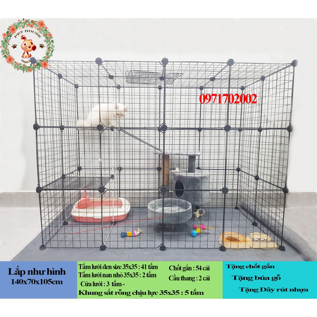 Chuồng quây lồng Mèo 3 tầng  lắp ghép giá rẻ