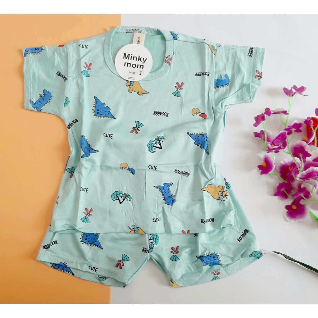 Bộ Cộc Tay Chất Thun Lạnh MINKY MOM Vải Mềm Mịn, Thoáng Mát Cho Bé Trai, Bé Gái Từ 5 – 16kg