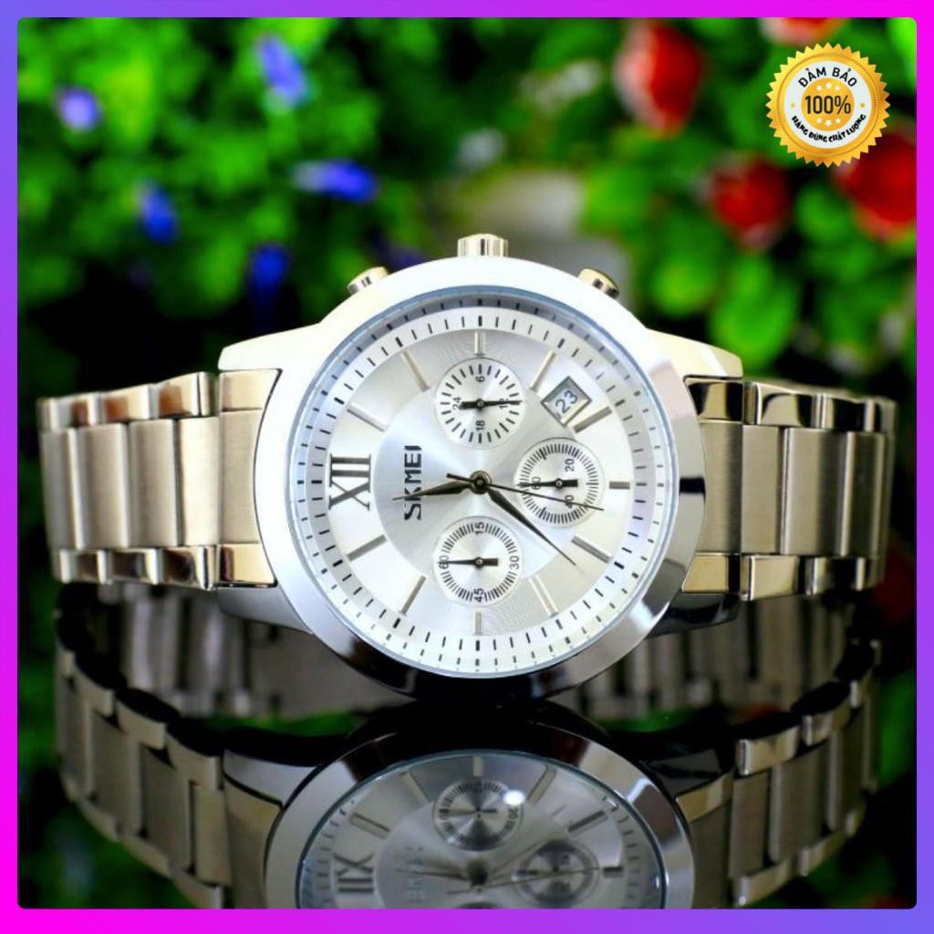 Đồng hồ nam skmei chính hãng chạy full 6 kim (tặng kèm hộp , pin và phụ kiện thâu dây)