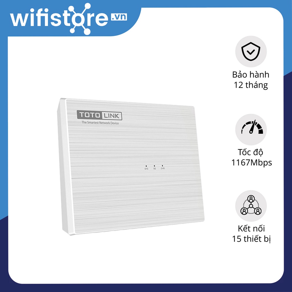 Router Totolink A830r  phát sóng WiFi 1167Mbps, băng tần 5.0Ghz