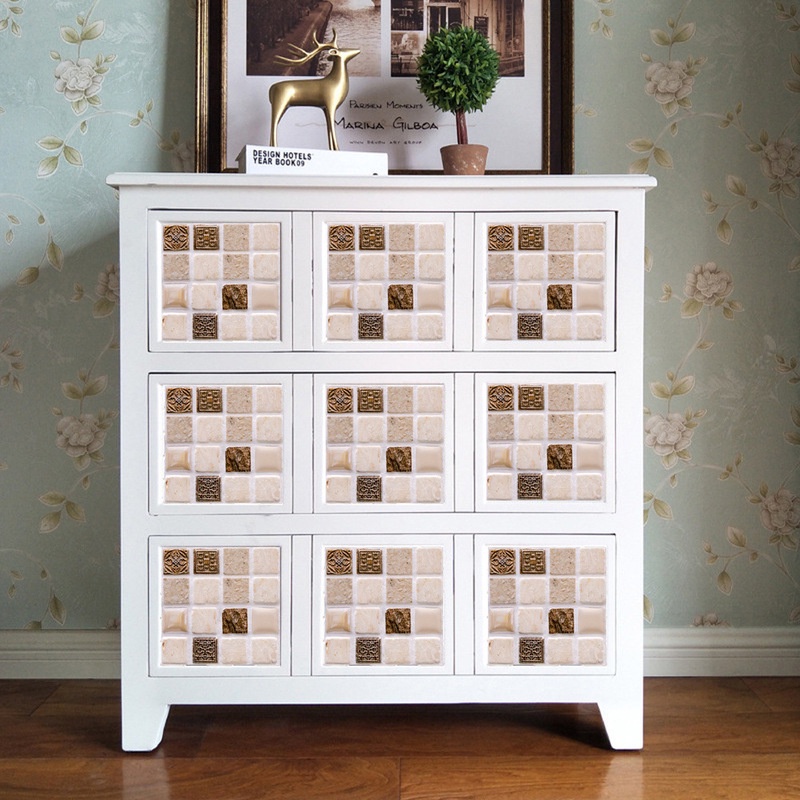 Set 10 Miếng Dán Tường Giả Gạch Gốm 10X10CM Trang Trí Phòng Ngủ