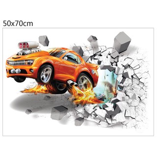 Miếng dán tường hình quả bóng đá phát lửa 3D